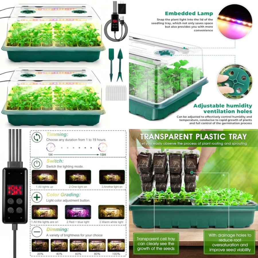 Seed Starter Tray with Grow Li - Humidity Dome Kit 评论和价格
